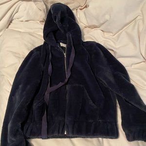 Fuzzy bright navy/teal Hooded Jacket